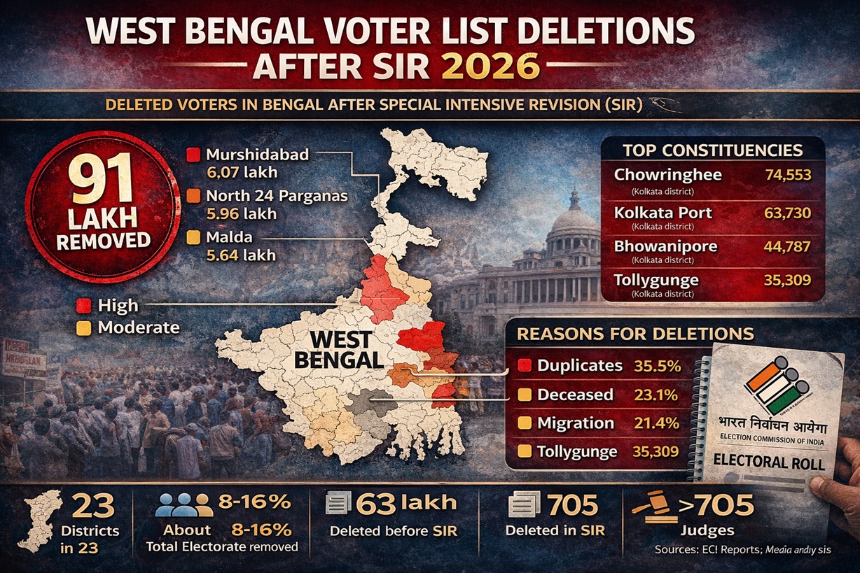 Bengal Election: 91 Lakh Names Removed from West Bengal Voter List
